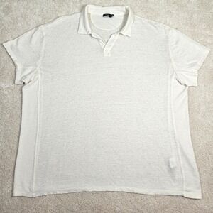 Men's Vince Linen Polo Shirt Sz‎ XXL Short Sleeve Casual Ivory $195 Relaxed Fit